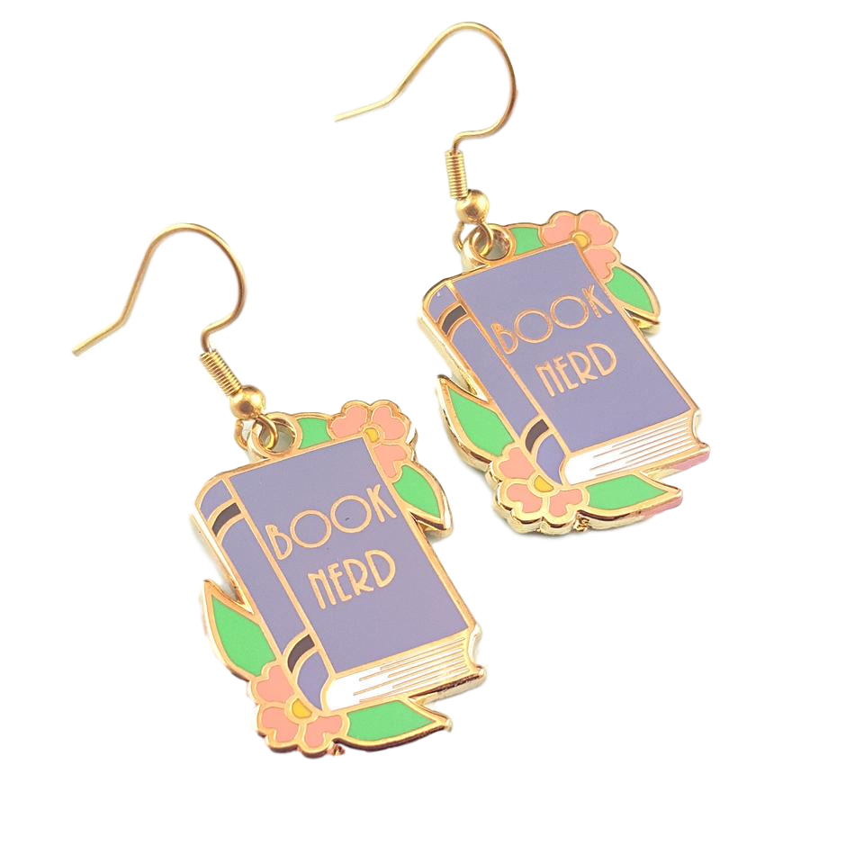 Enamel Earrings - Book Nerd