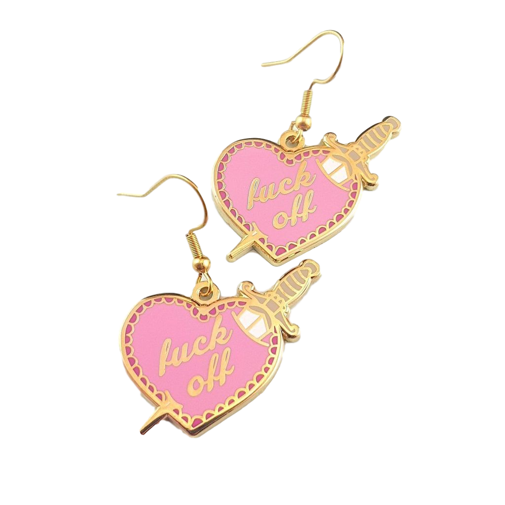 Enamel Earrings - Fuck Off
