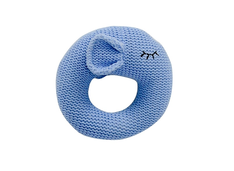 Baby Rattle - Knit Elephant Blue