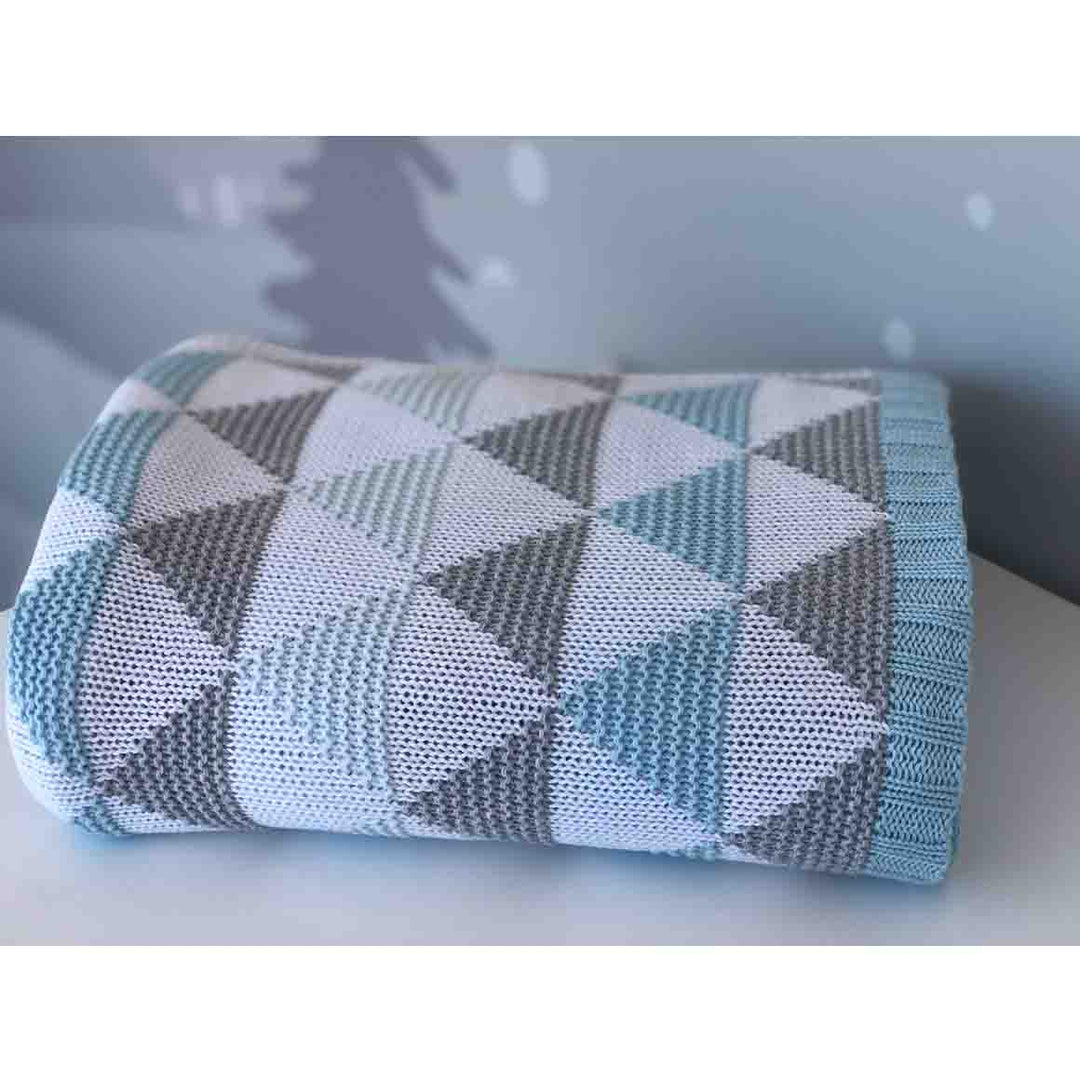 Cot Blanket - Blue Triangle