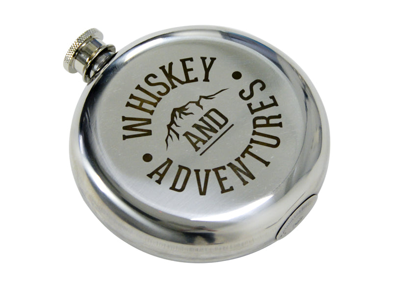 Whiskey and Adventures hip flask, perfect for gift box delivery, Melbourne.